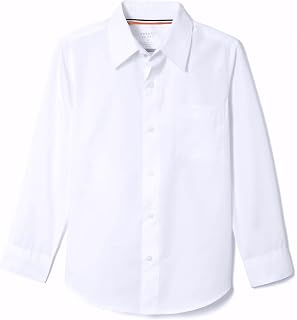 French Toast Boys Long Sleeve Button-Down Dress Shirt - Wrinkle No More Fabric, Expandable Collar, Standard & Husky Sizes