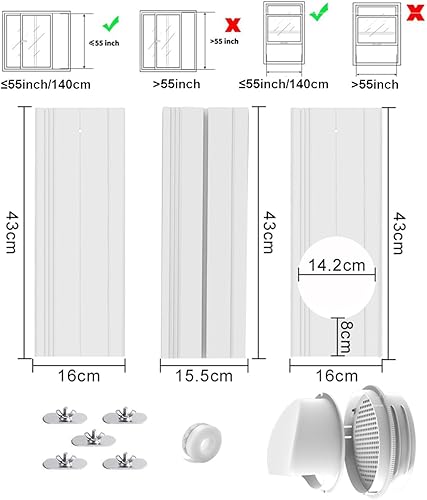 Miniatura 3 de Kit de ventilación portátil para ventanas de aire acondicionado, sello de ventana de aire acondicionado con manguera de escape de aire acondicionado