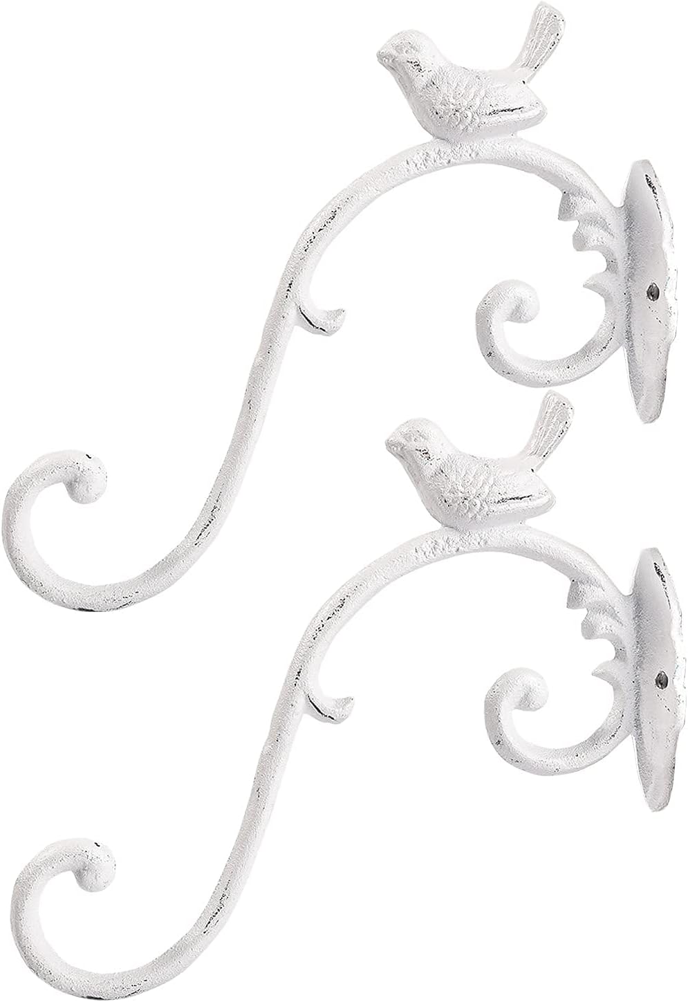 Sungmor Cast Iron Wall Hanging Plant Bracket, 2 Pack 10 Inch Decorative Plant Hanger, Lovely Bird Metal Plant Hooks for Hanging Planters Lanterns Bird Feeders Wind Chimes