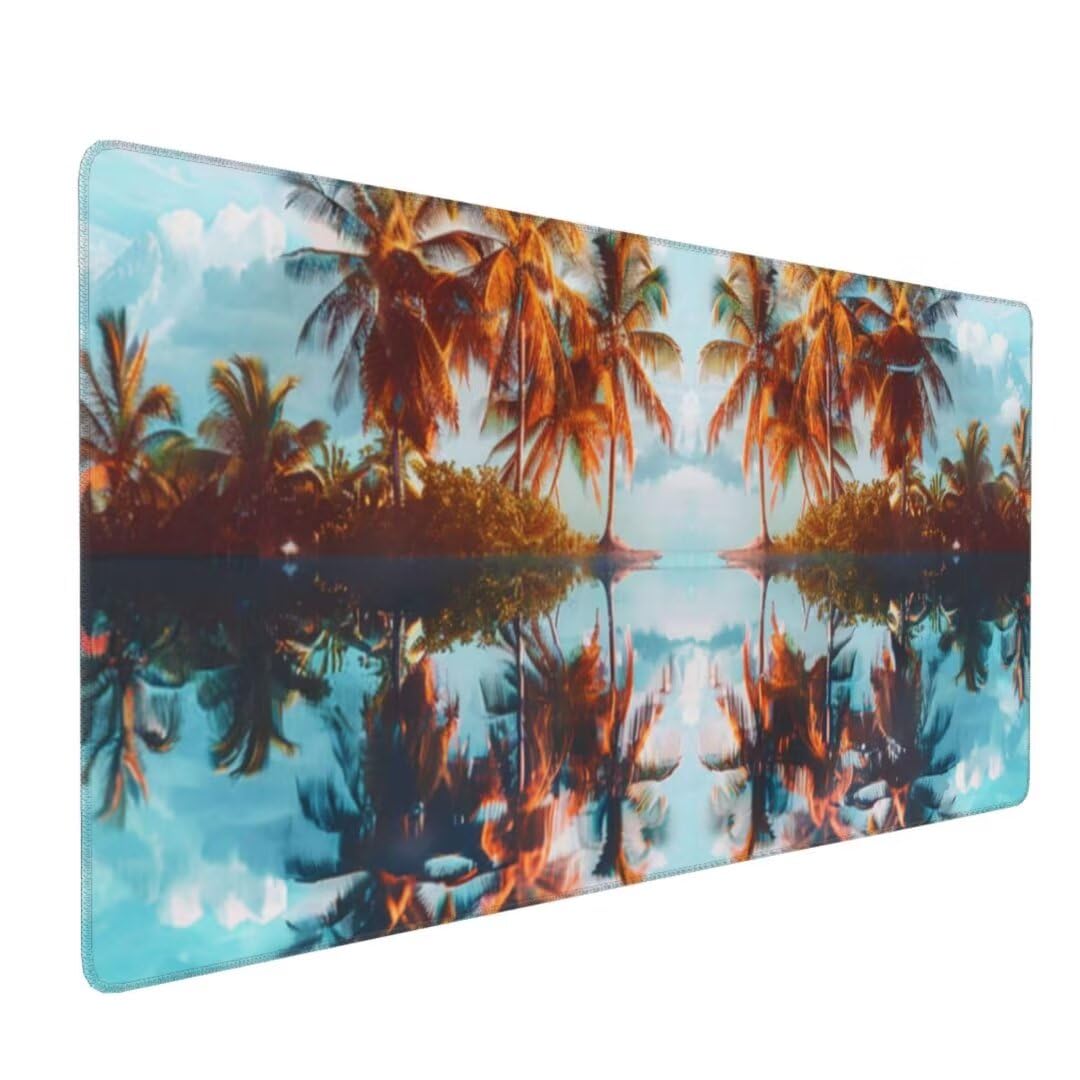 Morska podkładka pod mysz 90 x 40 cm, wodoodporna i trwała podkładka pod mysz z drzewem, bardzo duża podkładka pod mysz, podkładka na biurko, antypoślizgowa gumowa podstawa podkładka pod mysz do gier