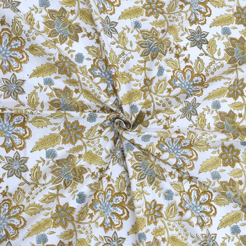 Image of TOAI Hand Block Printed Bedsheet | Bed Spread Flatsheet Bed Sheet | Pure Cotton | King Size 108 inchx108 inch | 300 TC Long Staple Cotton | 2 Reversible Pillow Covers |Autumn Leaves