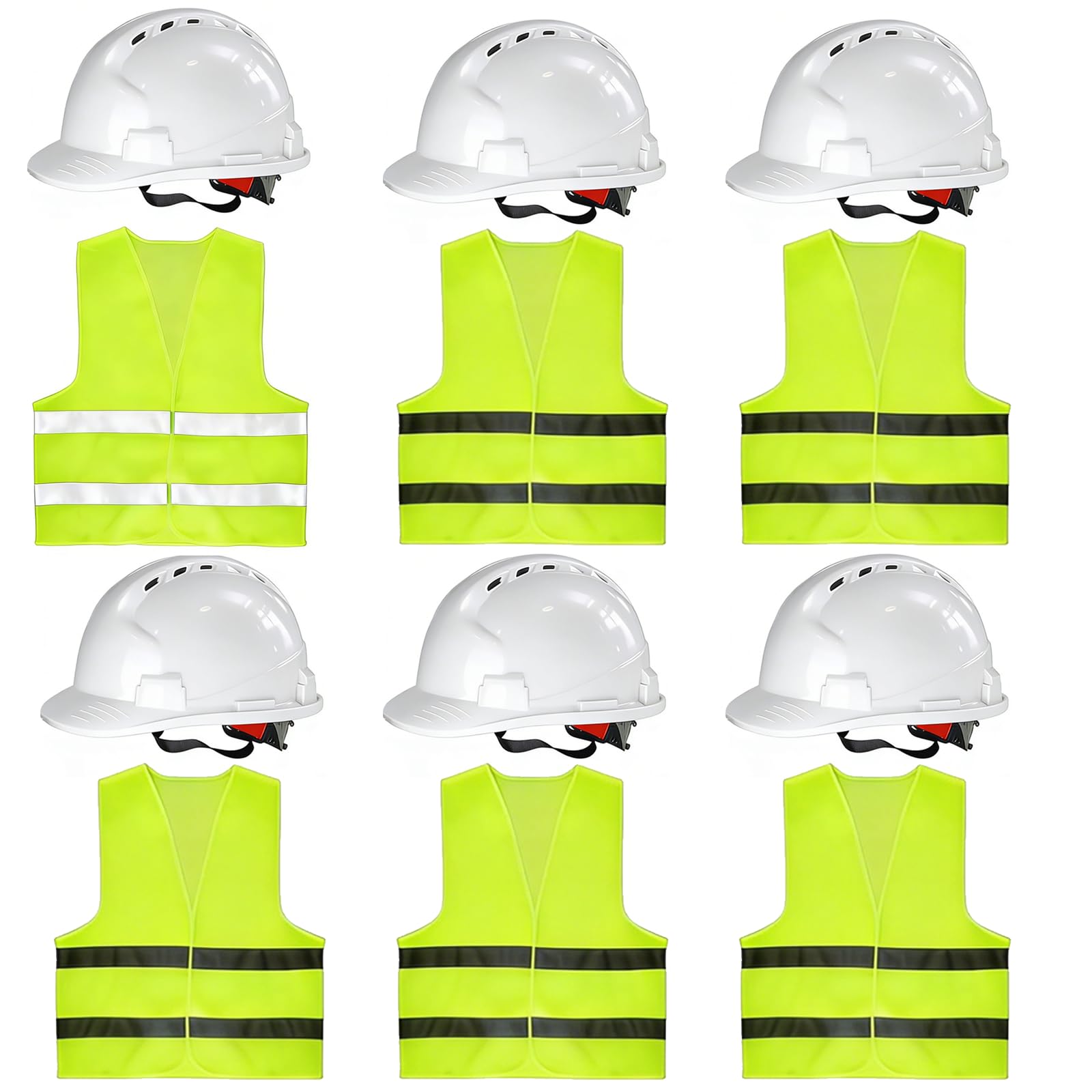4 Pt. Casco de suspensión con chalecos de seguridad, cascos de seguridad a granel, cascos de seguridad ajustables con trinquete, rejillas de ventilación y almohadilla de algodón para cejas, cascos de