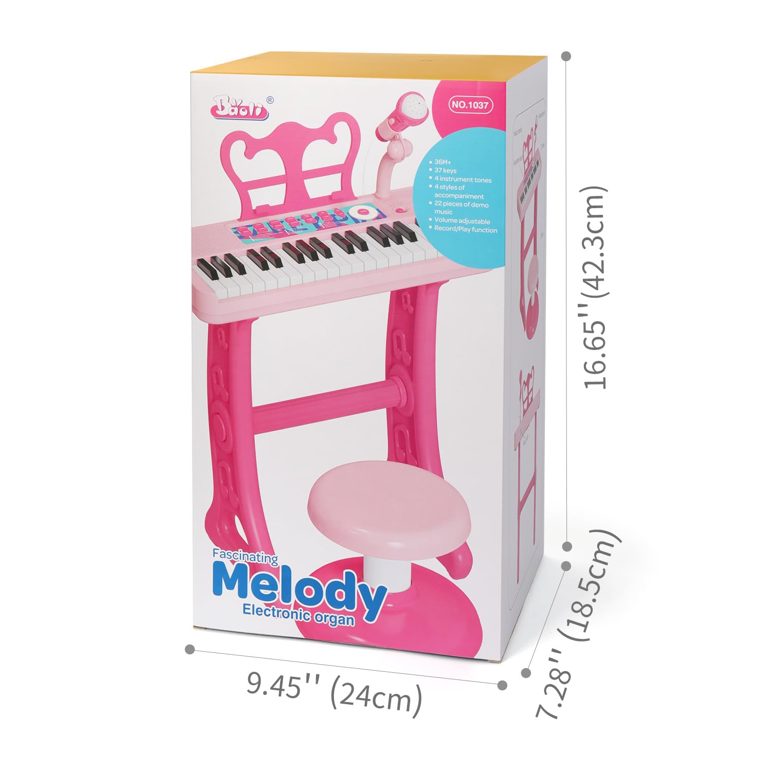 BETTINA 37-Key Kids Piano Keyboard With Stool - Pink Electronic Musical Toy For Toddlers Ages 3-7