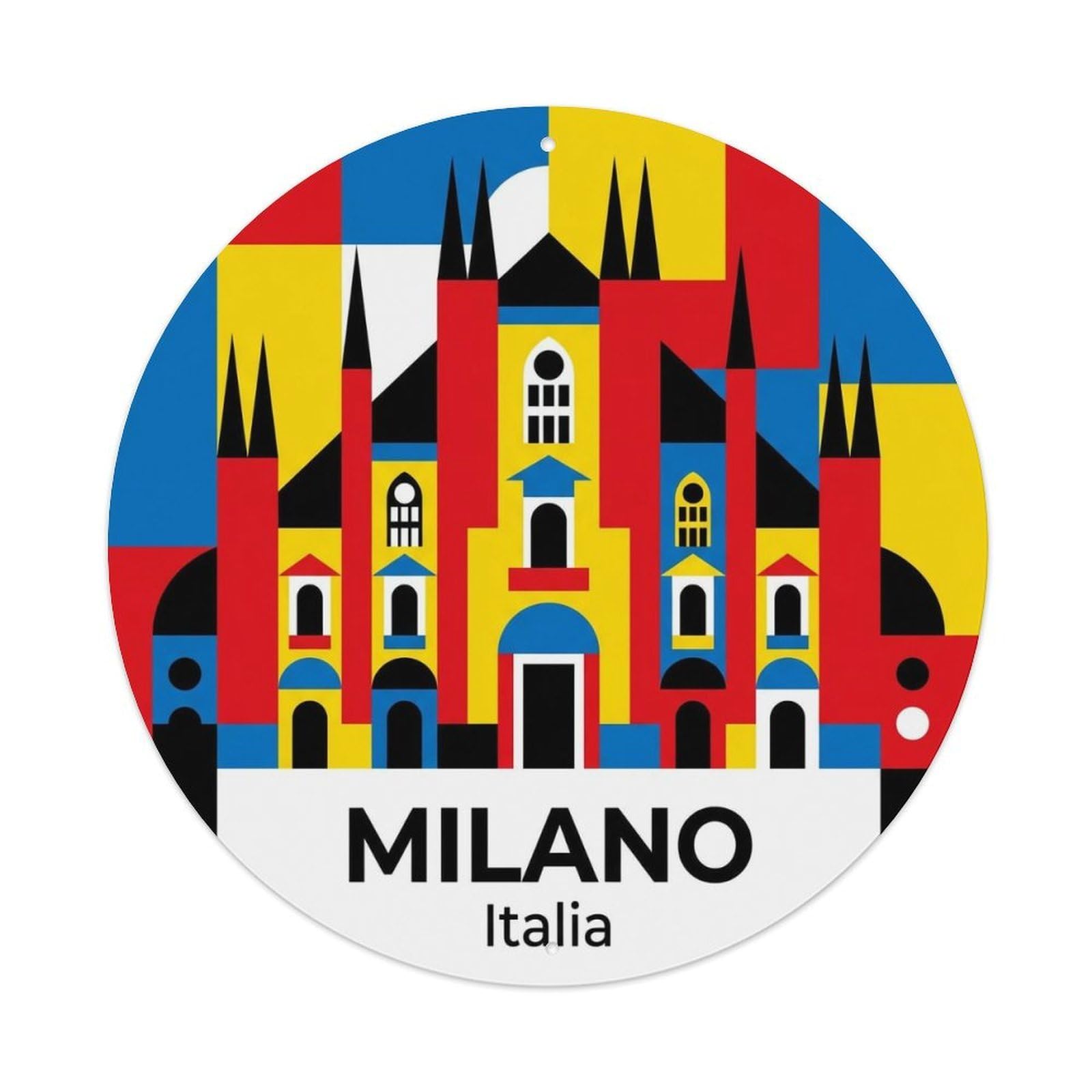 Vintage Travel Milan Italy Landscape Metal Tin Sign