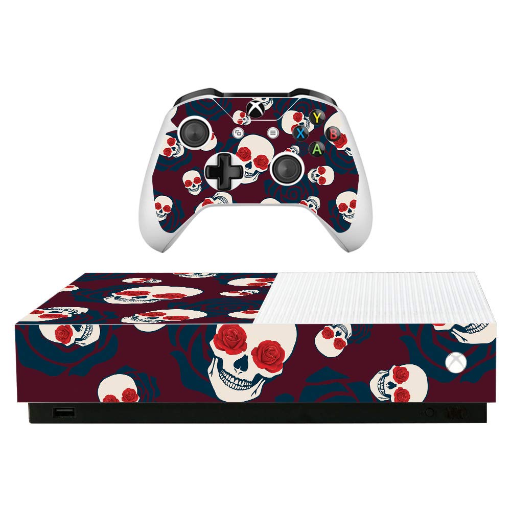 MightySkins Skin for Microsoft Xbox One S All-Digital Edition - Skulls N Roses | Protective, Durable, and Unique Vinyl Decal wrap Cover | Easy to Apply, Remove, and Change Styles | Made in The USA