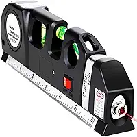 Trena Nível a Laser 3 em 1 com Régua e Medidor – 2,5m, Projeção Horizontal/Vertical/Cruzada, Alinhamento Perfeito até 8m