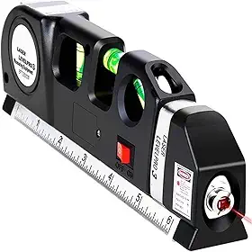 Trena Nível a Laser 3 em 1 com Régua e Medidor – 2,5m, Projeção Horizontal/Vertical/Cruzada, Alinhamento Perfeito até 8m