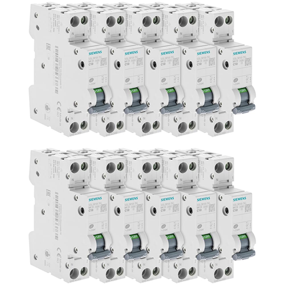 SIEMENS - Lot De 10 Disjoncteurs Électriques Phase + Neutre 10A
