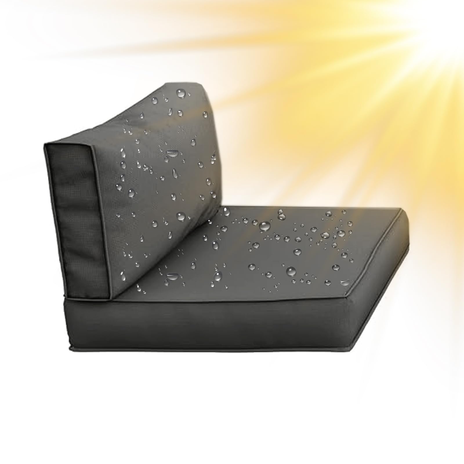 SYLC Water Repellent Patio Cushion Covers UV Resistant Garden Rattan Cushion Covers with Zipper Outdoor Couch Cushion Slipcovers for L Shape/Corner (1 pc 65×33×10 cm,Dark grey)