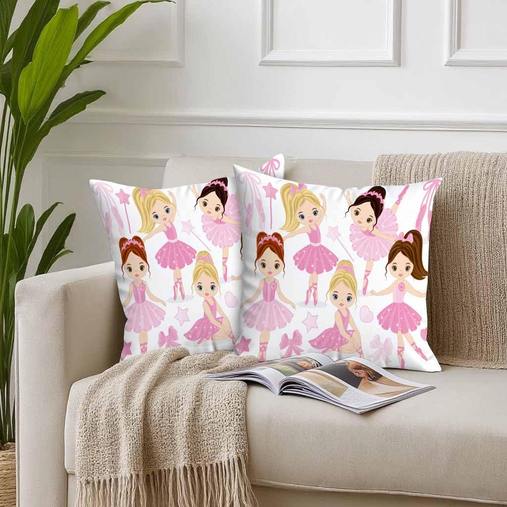 Zovinex Cushion Covers Soft Short Plush Pink Ballet Gifts Design for Women Decorations Throw Pillow Case Set of 2 18x18 inch Home Decor for Sofa Bench Couch Garden Furniture 45x45cm - Image 3