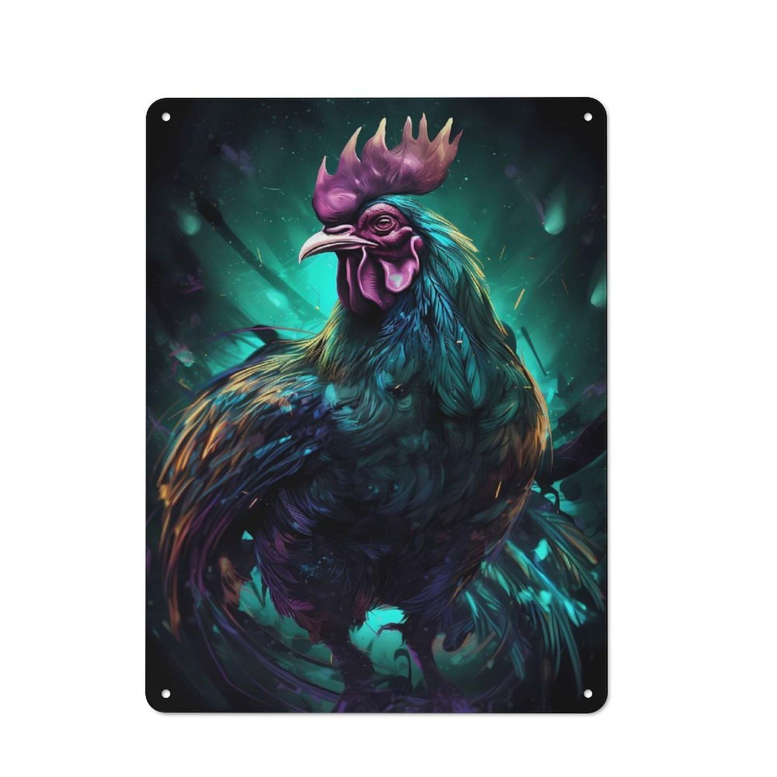 Chicken Adorable Industrial Metal Sign 40x30cm, Clean Industrial Loft Wall Plaque for Modern Home, Workshop, Office Or Cafe