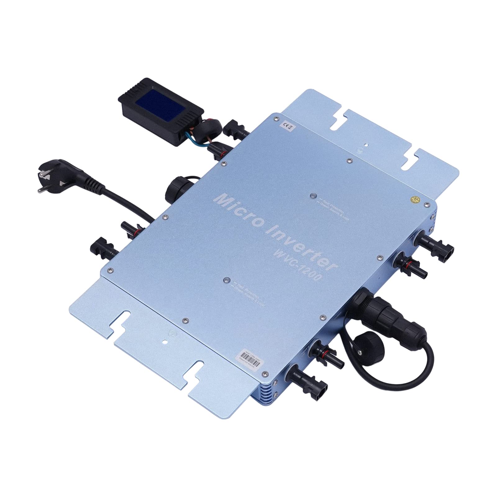 Microinversor solar 1200 W microinversor con pantalla LCD, seis funciones de protección, IP65, resistente al agua, inversor para módulos solares