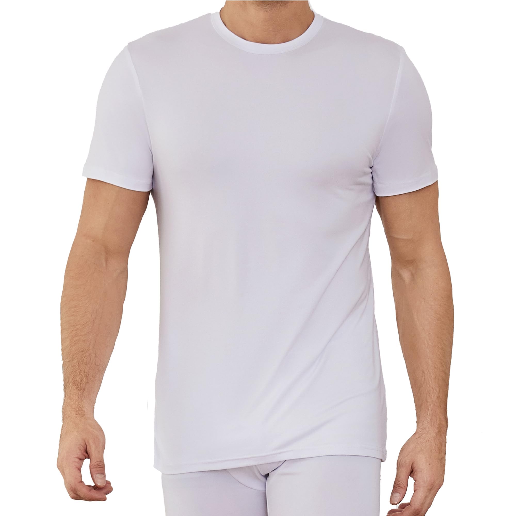 The Essentials Wardrobe Mens TEW Short Sleeved Thermal Top - White - Large