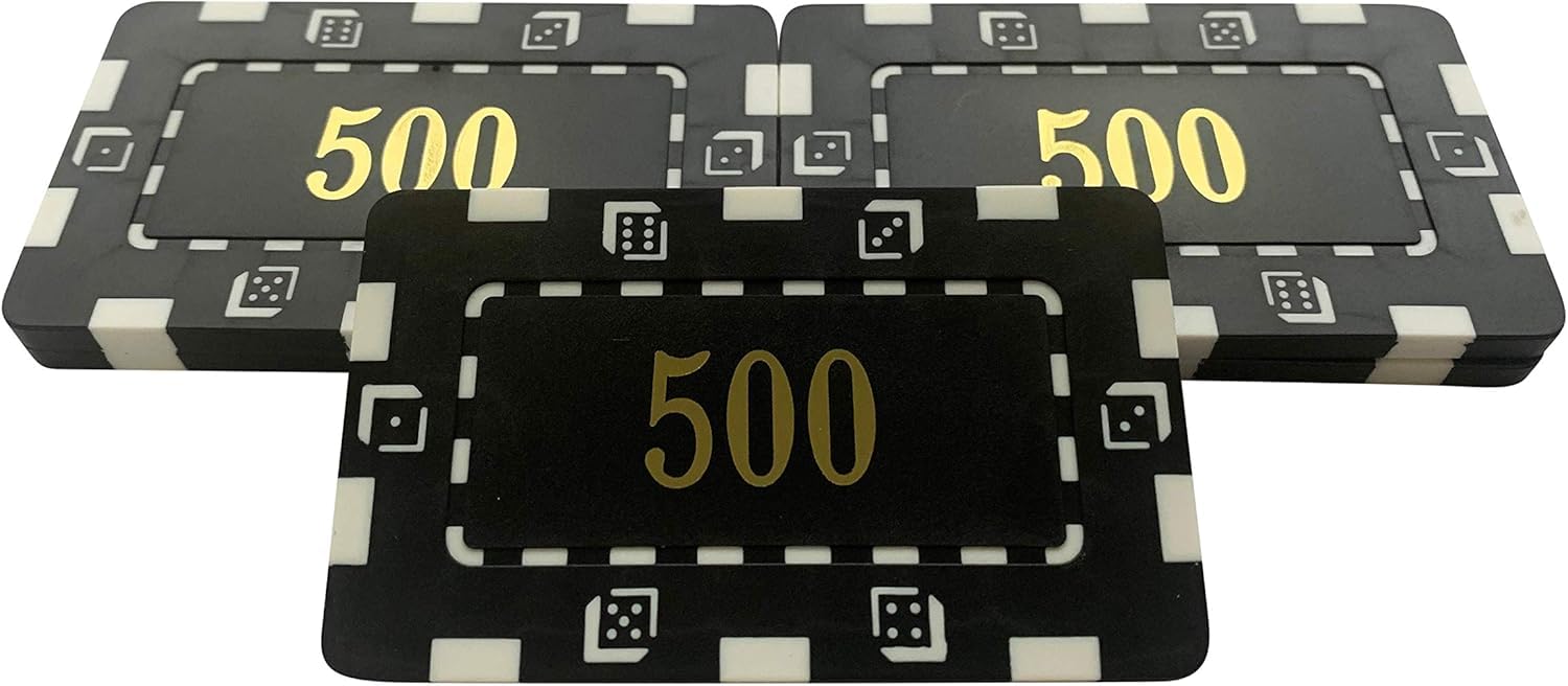 10 x Poker Casino Numbered Plastic Chip Plaques 74 x 44mm 32Grams 500" BLACK, 74mm x 44mm - Image 2