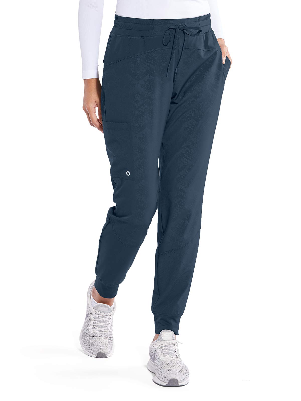 ONE - Women's Boost Jogger Scrub Pant w/ 4-Way Stretch Fabric & 3 Pockets, Steel Glimmer Print, XS
