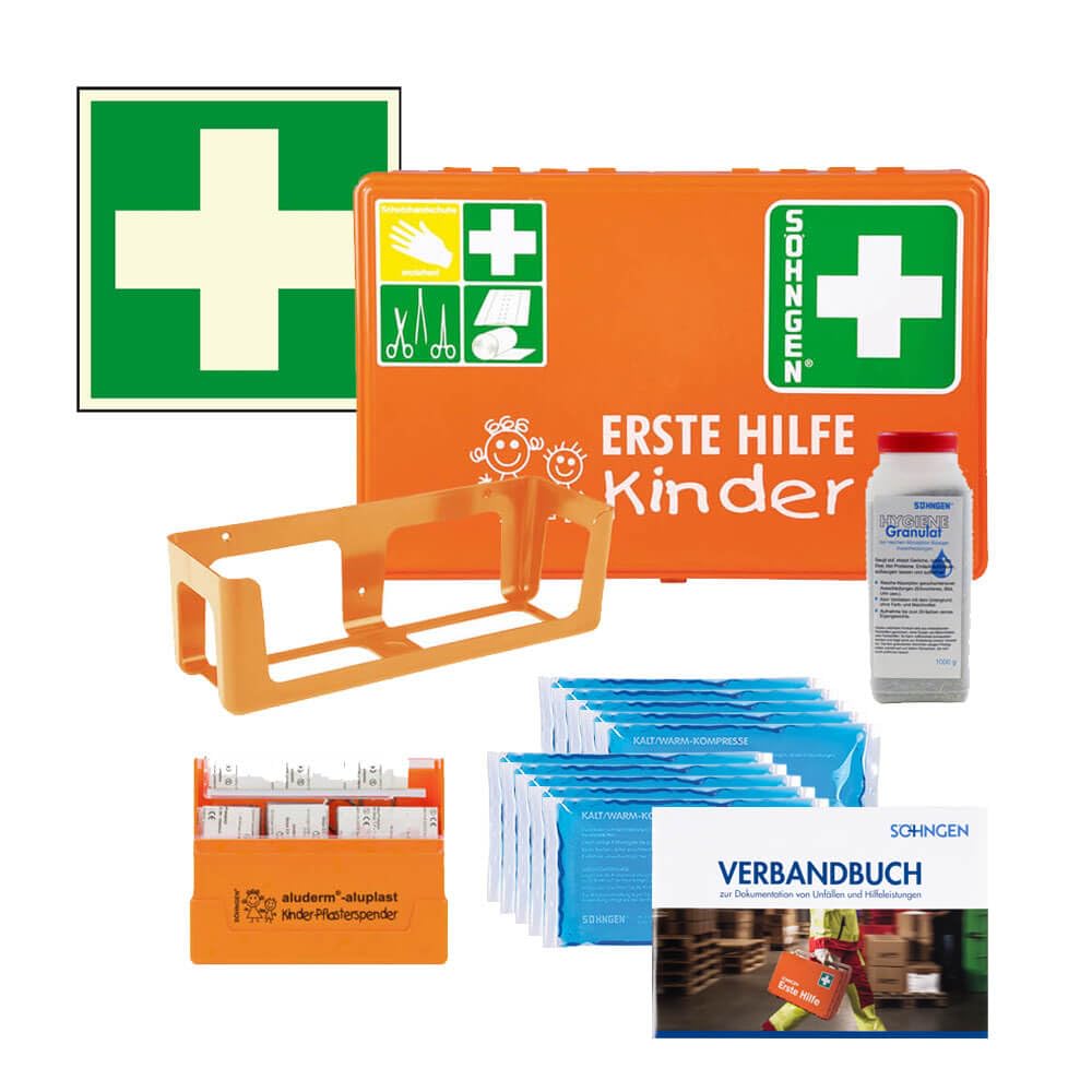 aluderm by Söhngen Erste-Hilfe Komplett-Set für Kindergärten, inkl. Erste-Hilfe Koffer DIN 13157, Art.-Nr. 608703 | Erste Hilfe Station | Erste Hilfe Set | Erste Hilfe Komplettpaket