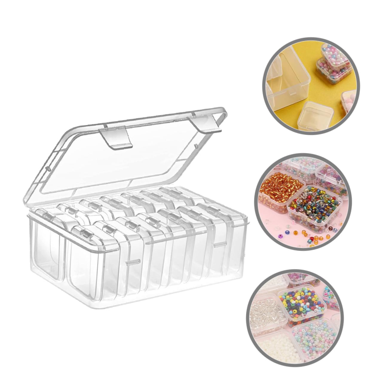 Caja Compartimentos Plástico Transparente para Almacenamiento de Cuentas y Accesorios Pequeños con Tapa, Diseño Portátil Adecuado para Manualidades y Organización