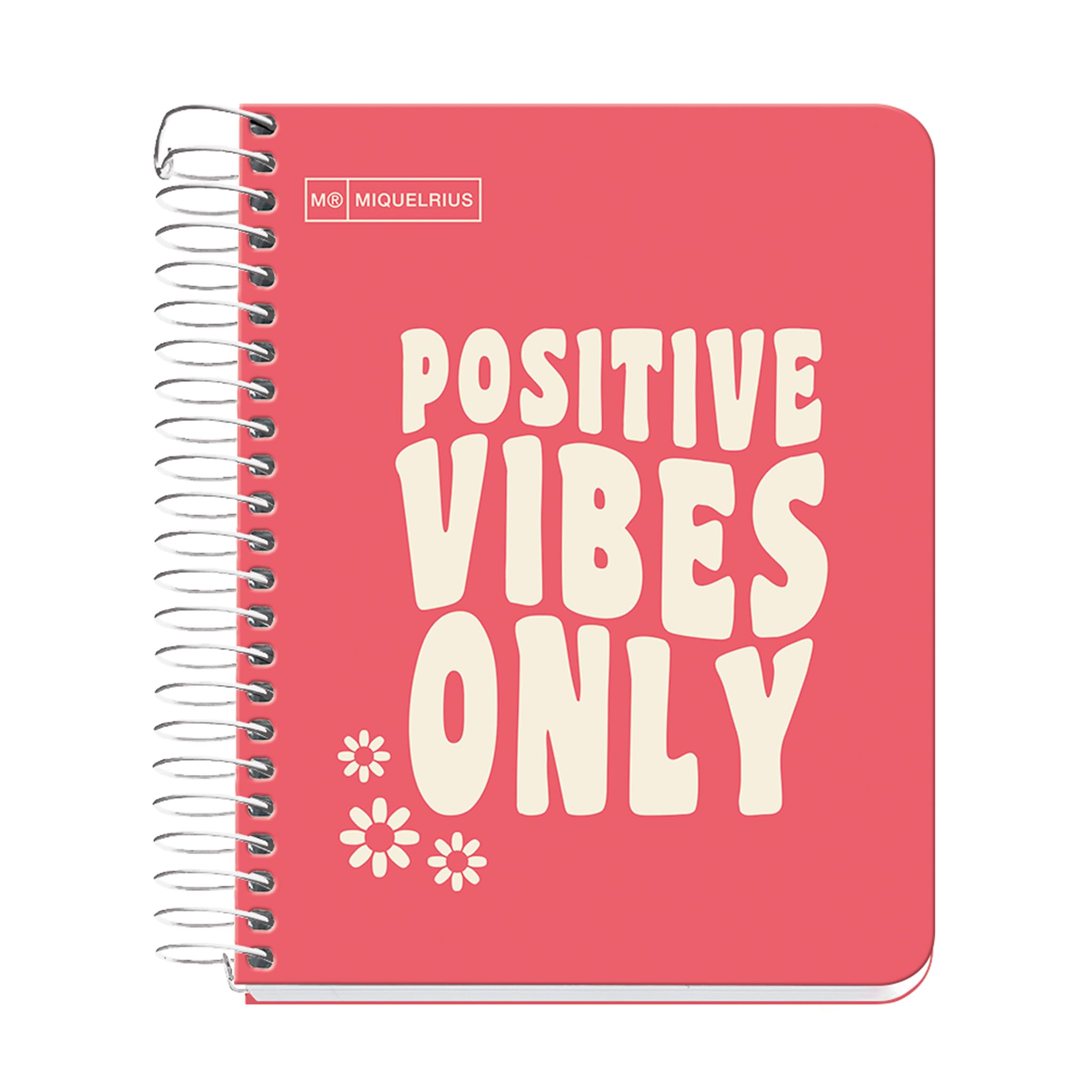 Miquelrius - A6 Notebook, Message Notebook, 1 Colour Strip, 100 Sheets of 90 g/m², Horizontal Ruled 7 mm, No Drilling, Hard Cardboard Cover, Coral Colour