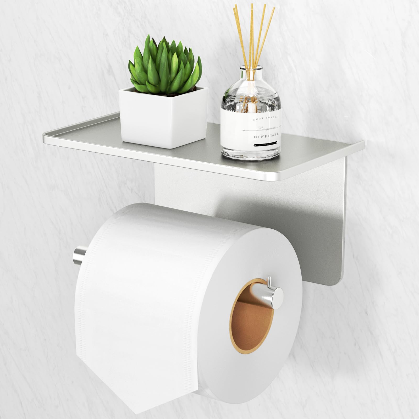 Toilet Roll Holder - Toilet Roll Holder Wall Mounted, Silver Toilet Roll Holder, Toilet Paper Holder, Silver Bathroom Accessories, Toilet Roll Holder With Shelf, Silver