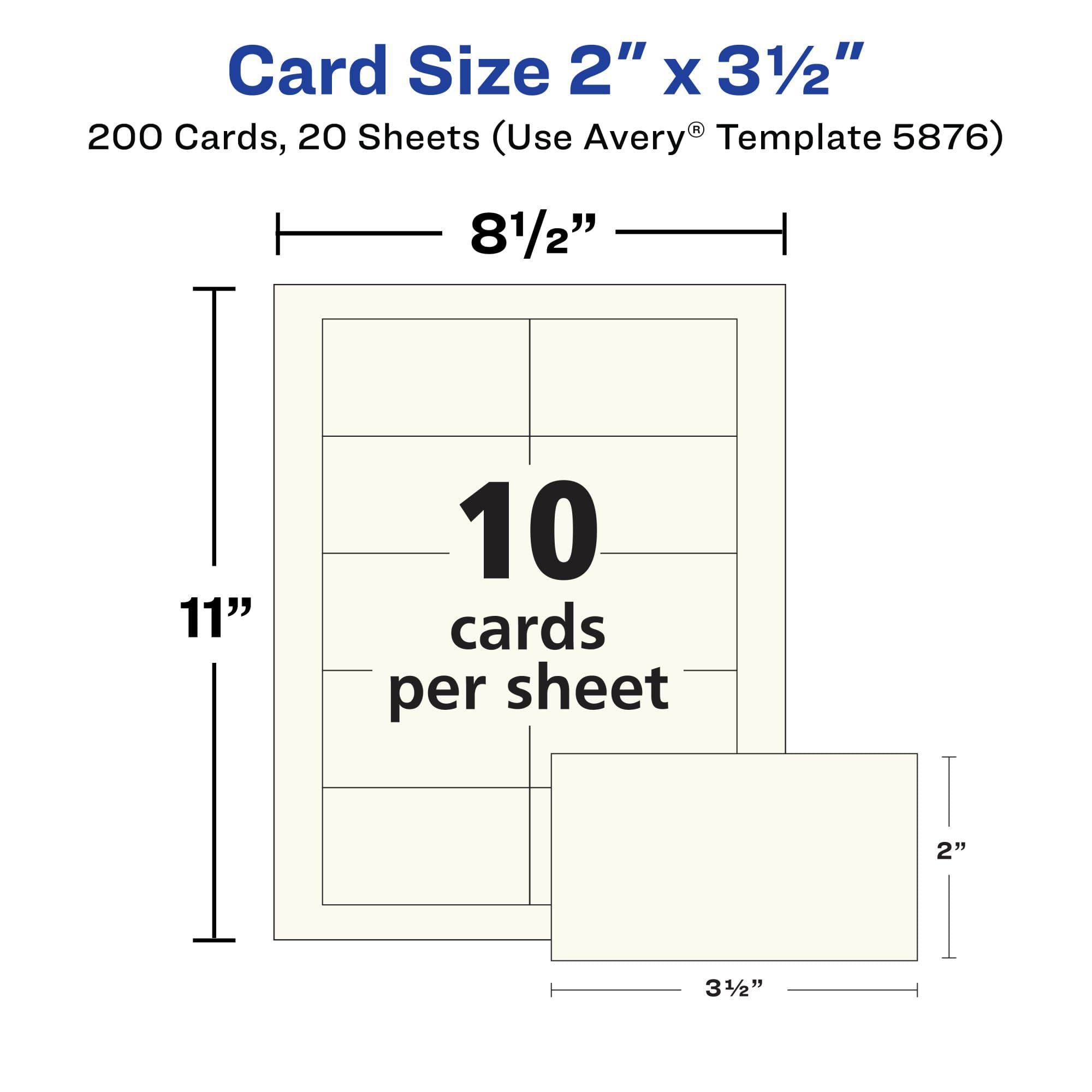 Avery Clean Edge 05876 - Biglietti da visita, 5 x 9,5 cm, confezione da 200
