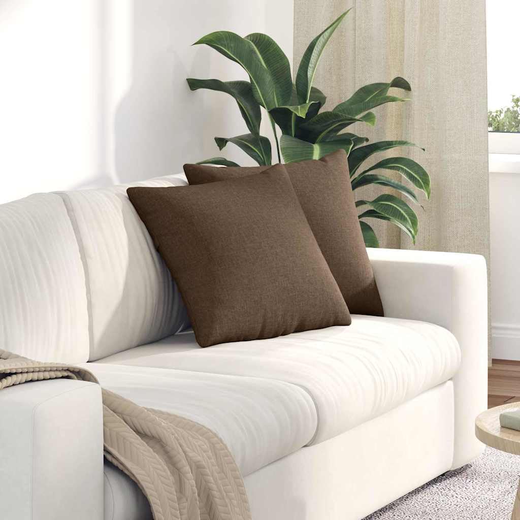 Coussins de canapé marron 45x45 cm lot de 2 rectangulaires modernes en tissu lisse avec rembourrage