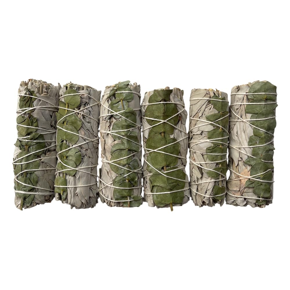VIE Smudge Sticks, White Sage and Eucalyptus 4", Pack of 6
