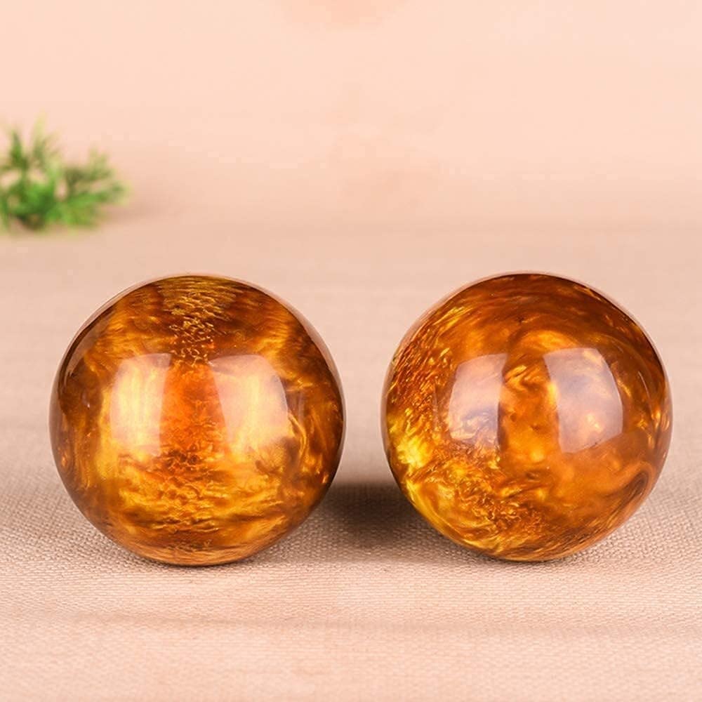 Palle Antistress per Adulti, Palle Baoding Palle Antistress per Adulti Palle per Esercizi Cinesi Marmo Cinese Giallo Chiaro Salute Palla per Esercizi con Le Mani da sforz