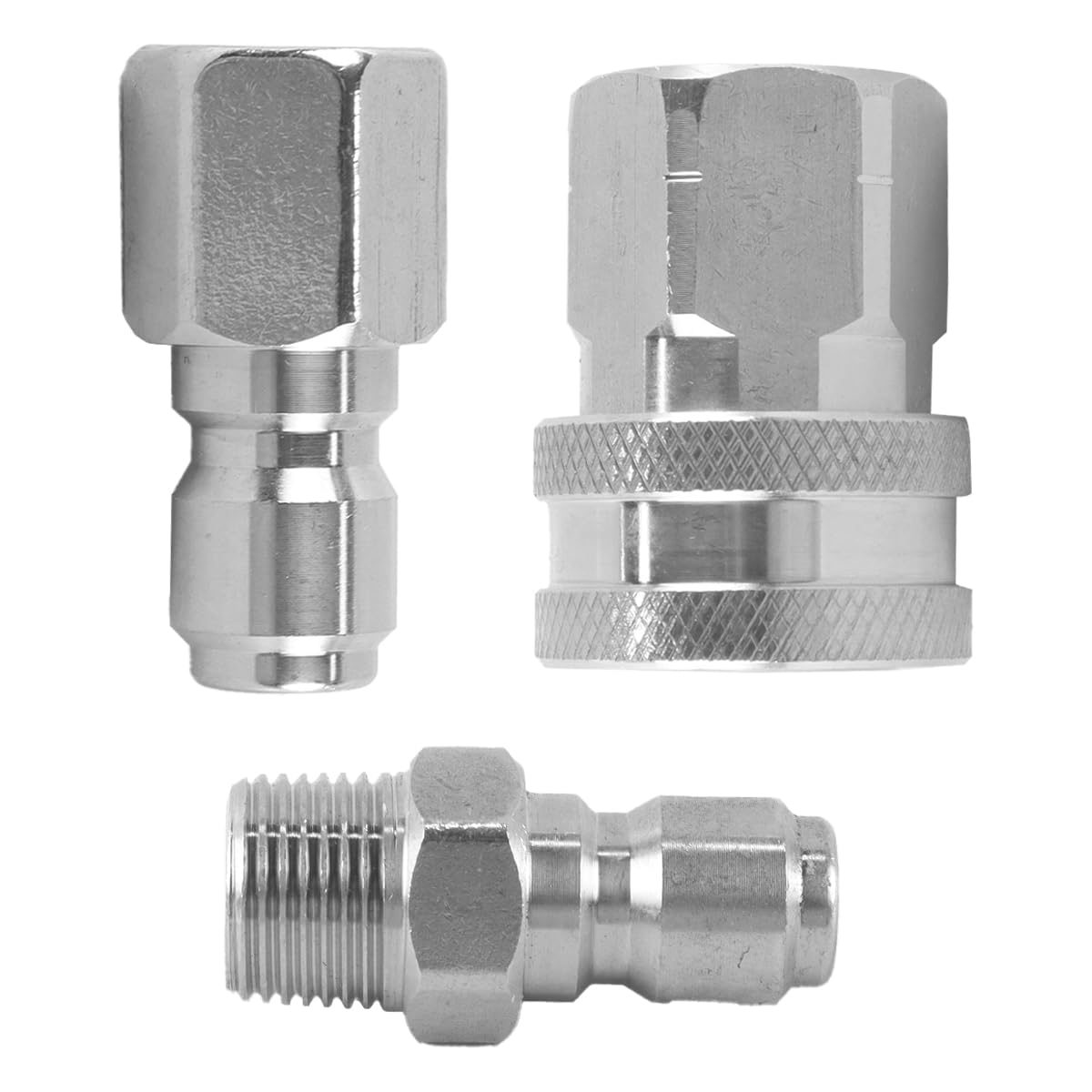 Enwye 3/8 NPT Stainless Steel High Pressure Washer Adapter Male Female Connector 3 Piece Set