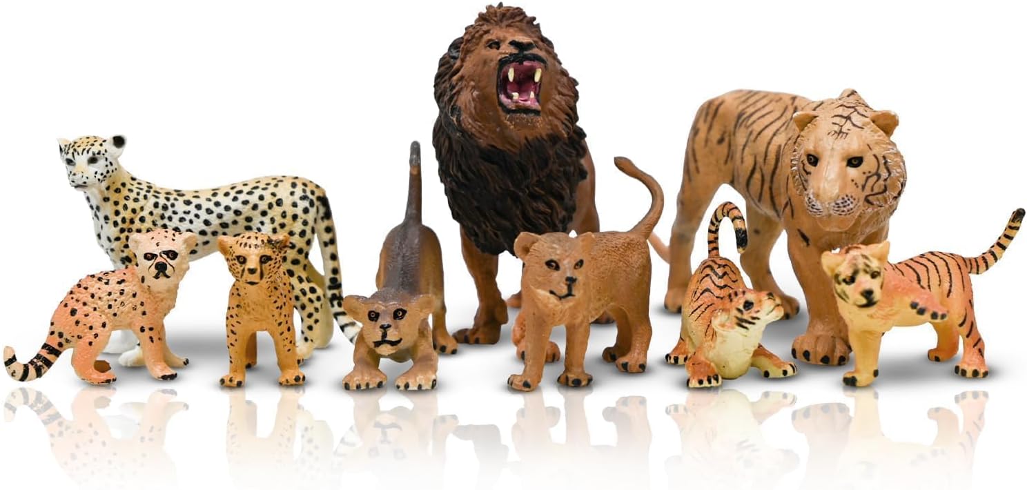 Kimicare 20PCS Safari Animals Figures Toys, Realistic Plastic Animals Figurines, African Zoo Wild Jungle Animals Playset with Elephant Giraffe Lion Tiger, Birthday Gifts for Kids Boys Girls