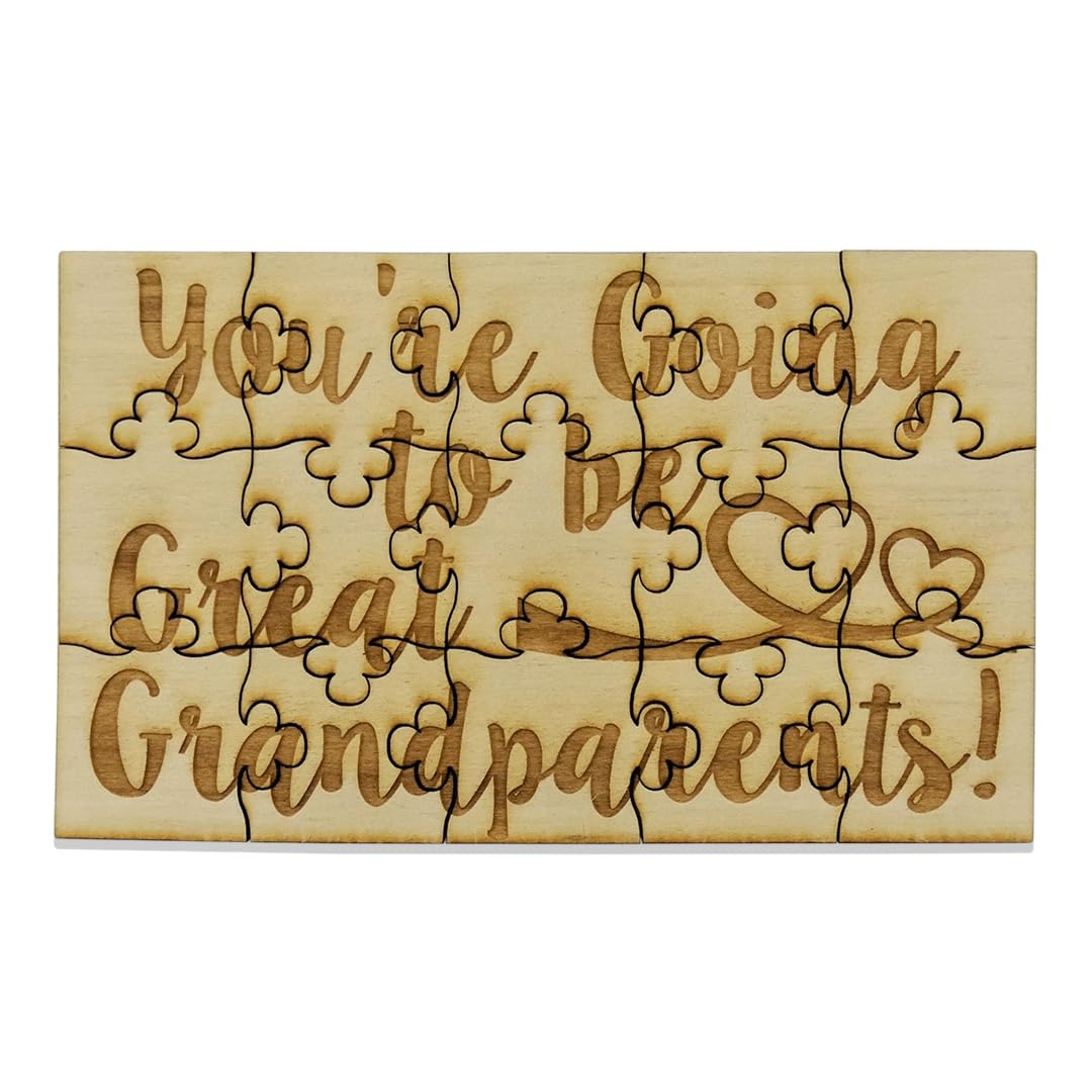 You're Going to be Great Grandparents - 15 Piece Jigsaw Puzzle 6" x 3.5" Made of Basswood, Fun to Put Together Surprise Pregnancy Announcement