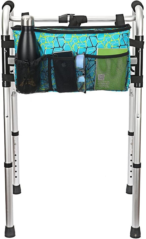 Side Walker Bag with Cup Holder + Water Resistant Pouch Basket Tote Walker Organizer with 6 Pockets : Health & Household