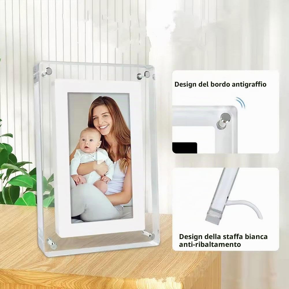 Cornice video digitale da 12,7 cm, acrilica 4 GB, batteria 1200 mAh, decorazione casa regali