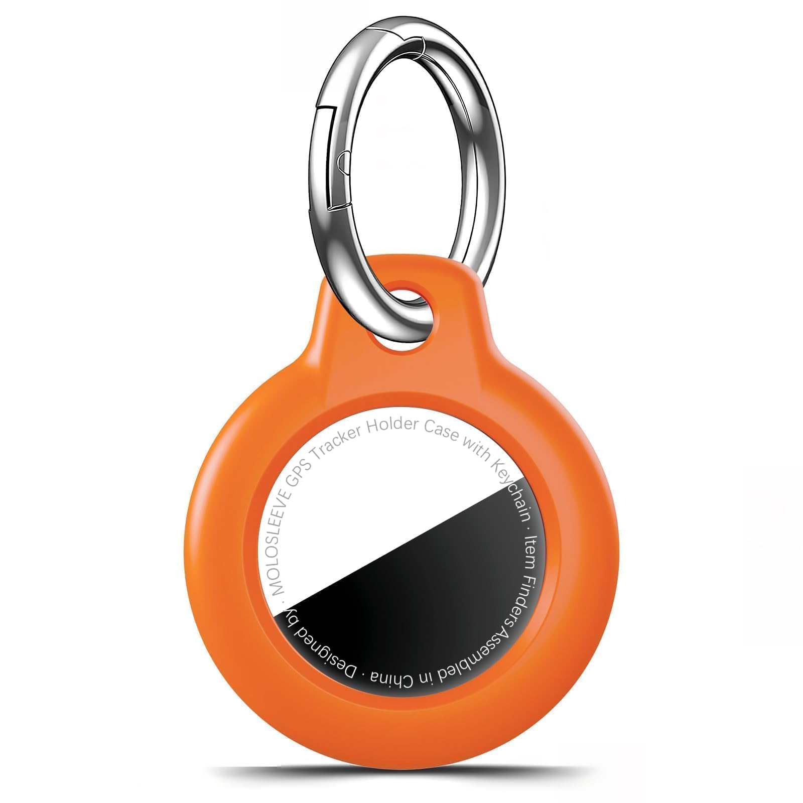 MOLOSLEEVE Case for AirTag 2nd Gen (2026) &amp; 1st Gen, Shockproof Holder Anti-Scratch Protective Cover for Air Tags, Men's Women's Keyrings &amp; Keychains for Keys, Luggage, Bags, Orange
