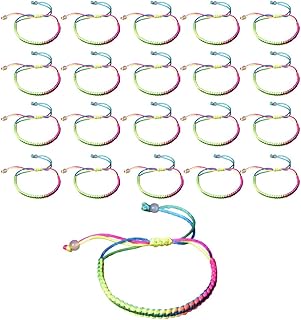 Lot de 20 bracelets tressés colorés acheter bracelet bresilien Bracelets d'amitié tressés Faits à la main avec amour Bracelets réglables pour hommes et femmes