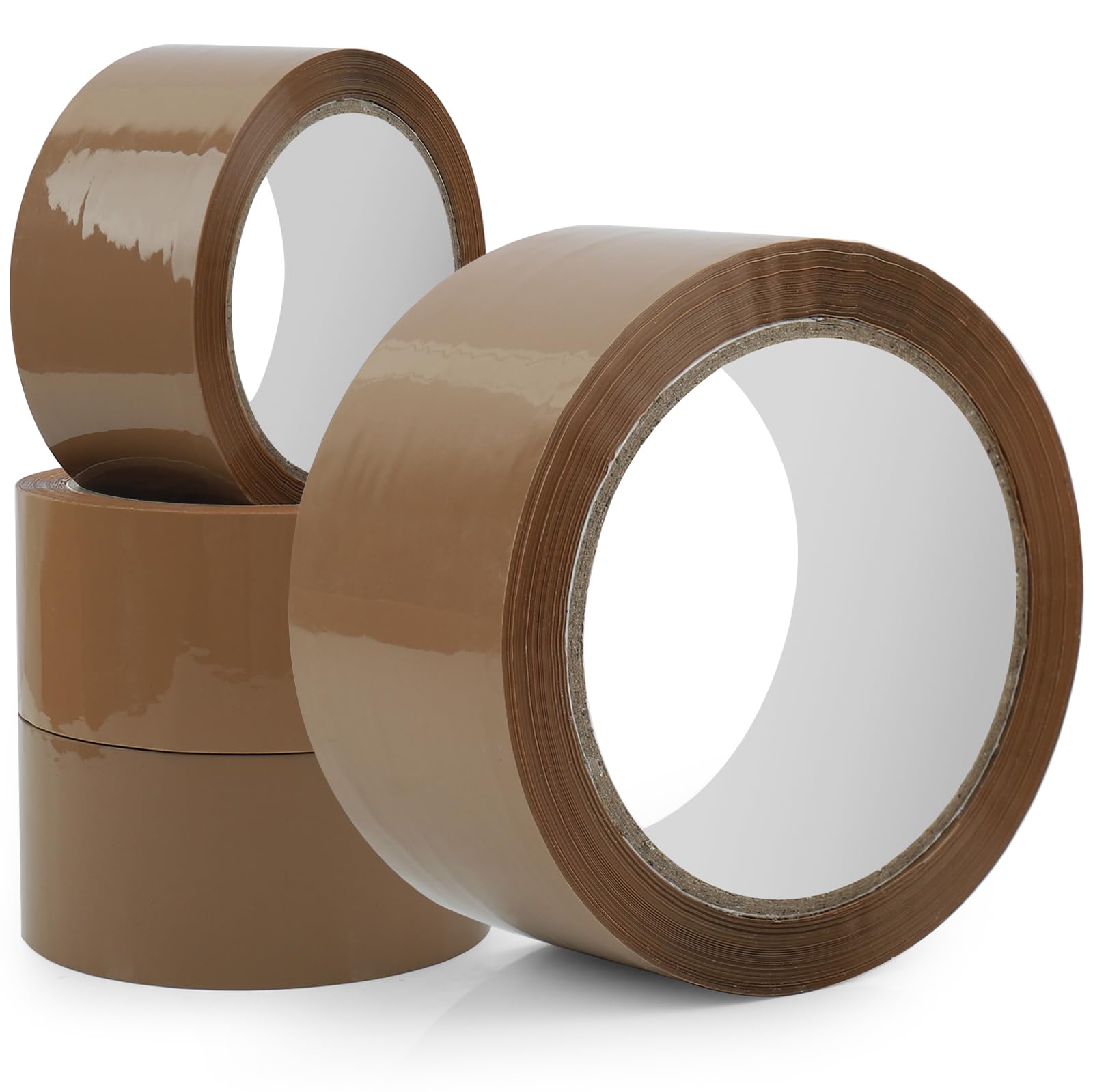 PUWOWYE 4 Rollos Cinta Embalar Marrón, Precinto Embalar Silenciosa, Cinta Adhesiva Embalar para Embalaje de Cajas de Cartón de Envíos y Mudanzas, 48 mm x 66 m