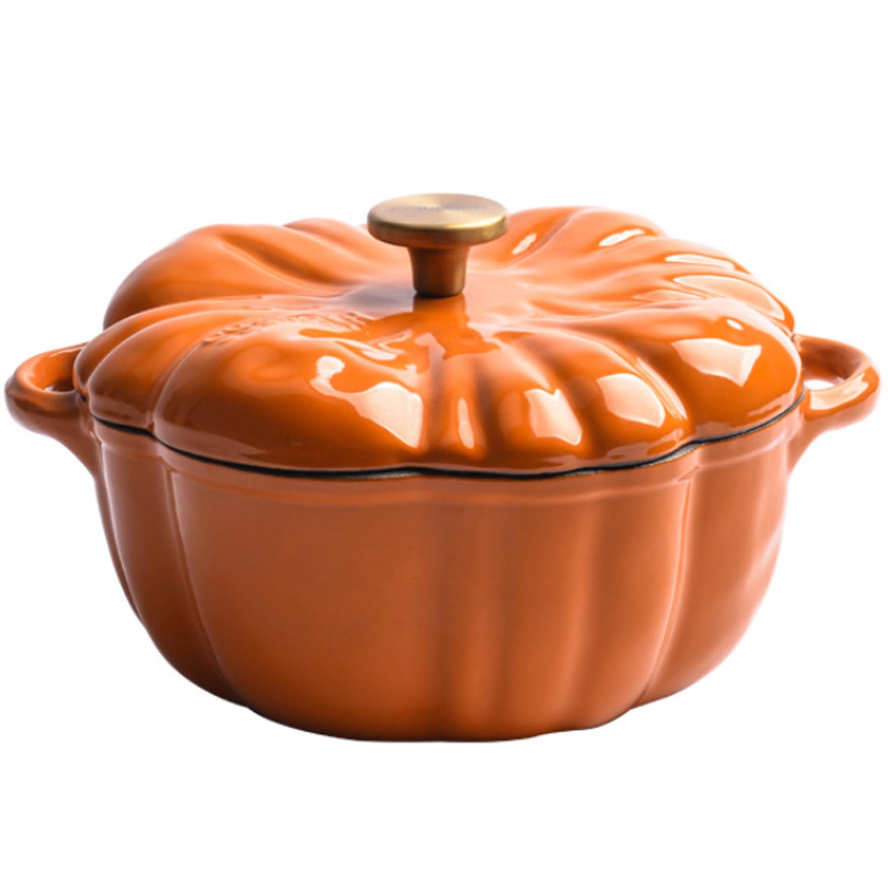 Dbvnnsy Pumpkin Dutch Oven Pot with Lid & Handle 1.5L Non-Stick Enamel Cast Iron Pumpkin Shaped Cooking Pot for Stew Soup Kitchen Halloween Autumn Cooking Gift