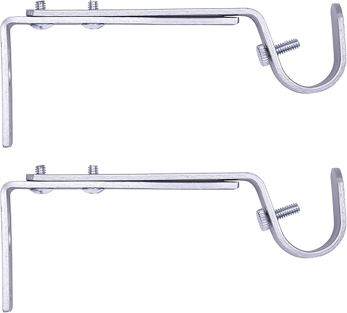 Kenney KN85293 Adjustable Curtain Rod Brackets, Satin Nickel (2Pack