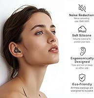 Vista 3 de Tapones para los oídos para dormir, tapones para los oídos de 35 dB para dormir con cancelación de ruido, tapones de silicona reutilizables