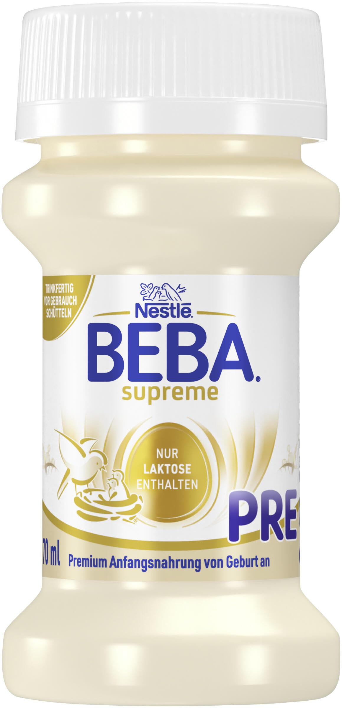 BEBA SUPREME PRE Anfangsmilch, trinkfertige Portionsflaschen, 32er Pack (32 x 70ml)