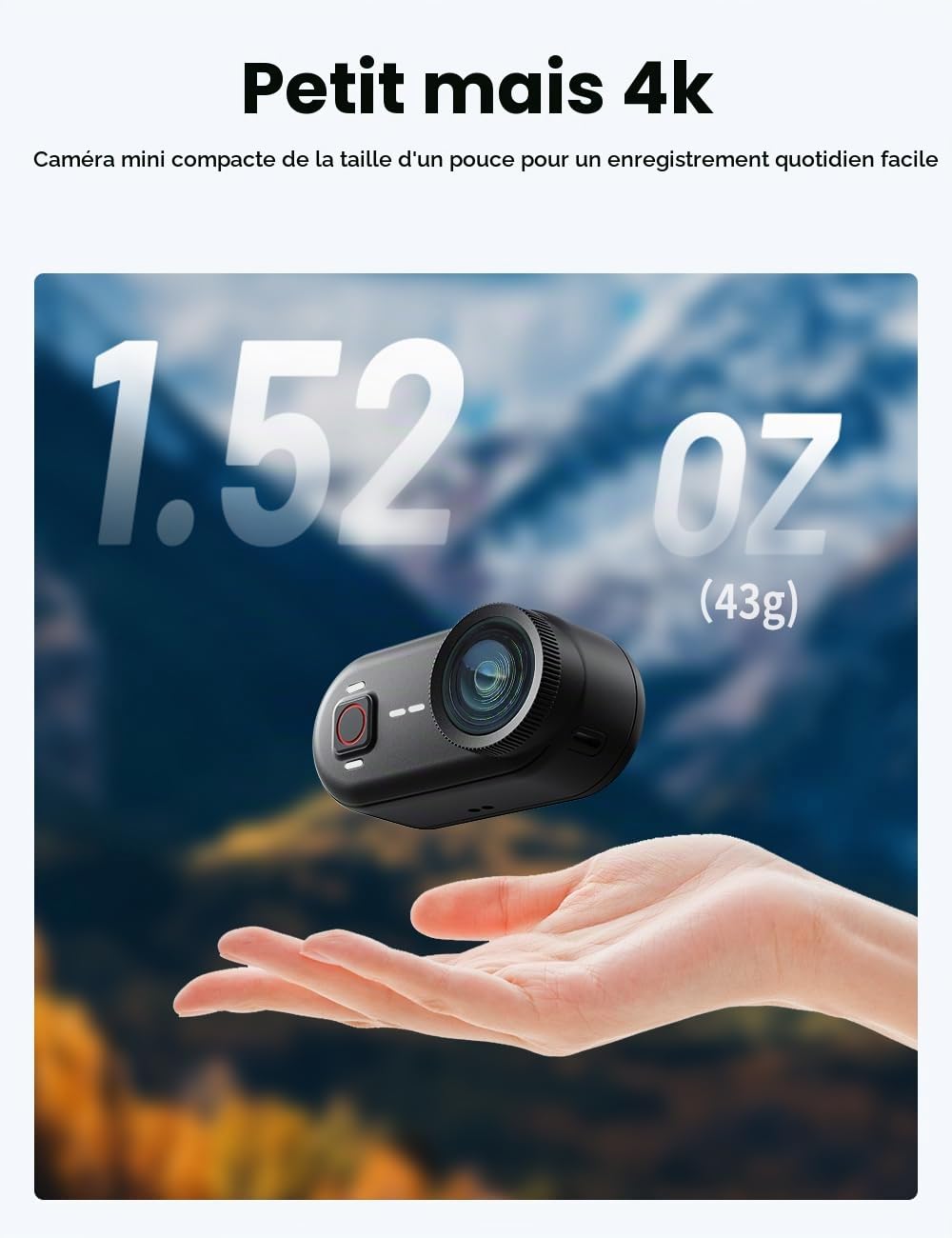 Mini Caméra Sport 4K avec Action Pod & 64GB Intégrée, Stabilisation EIS 6-Axes, Camera Portable Étanche 10M, Caméra POV avec Pendentif Magnétique et Clip Rotatif (Easy Clip) pour Vlog/Moto/Vélo