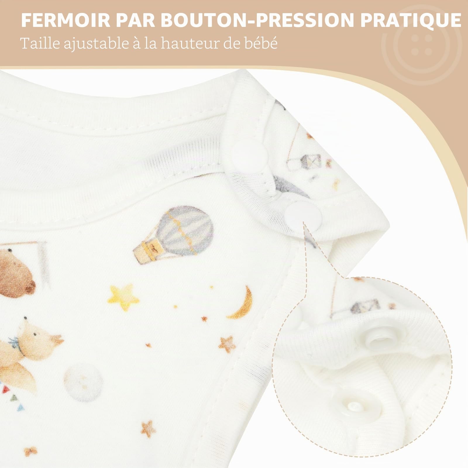 WYTbaby Gigoteuse Bébé 1 Tog, 100% Coton, Gigoteuse à Pied avec Boutons Pression et Fermeture Éclair sur le Côté, Gigoteuse avec Jambes pour toute l'année 2 Pack pour Filles Garçons