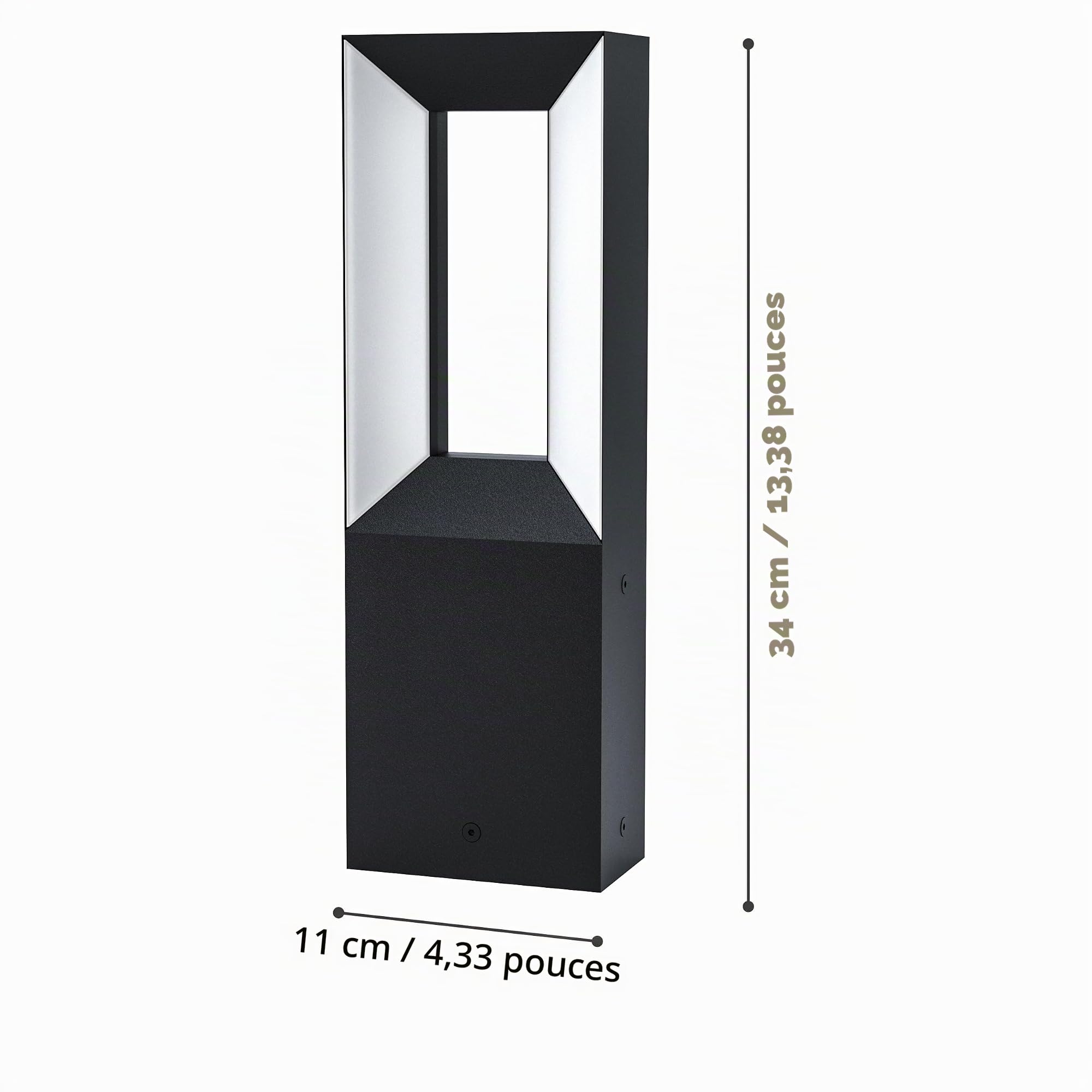 EGLO Lampe sur pied LED Riforano, lampadaire extérieur en fonte d’aluminium | noir et plastique blanche, éclairage à 2 flammes, IP44