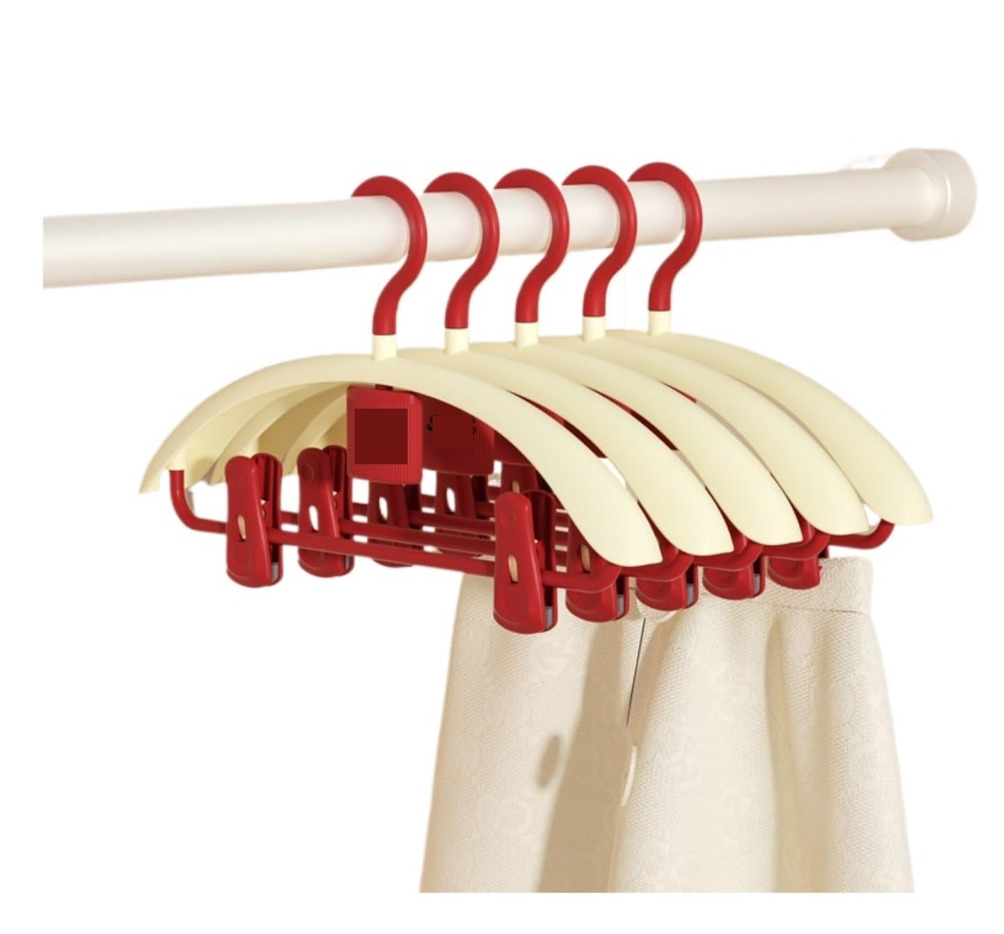 Perchas Armario Vestidor Perchas For Pantalones, Balcón, Dormitorio, con Pinzas For Faldas, Abrigos Y Vestidos Duraderas Ahorra Espacio(Rot,10pcs)