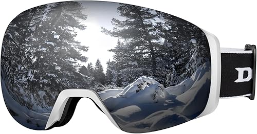 DBIO Ski Goggles Magnetic Lens - Frameless, UV Protection Anti fog OTG SnowSnowboard Goggles for Men Women Adult Youth