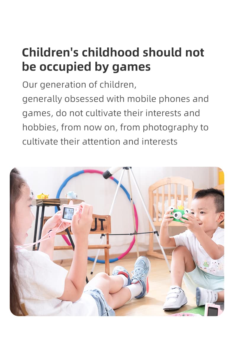 Fotocamera per bambini, 32 MP, 1080P, fotocamera digitale per bambini con schermo touch IPS da 2 pollici, scheda TF da 32 GB, cordino, facile da usare, regalo per bambini, verde