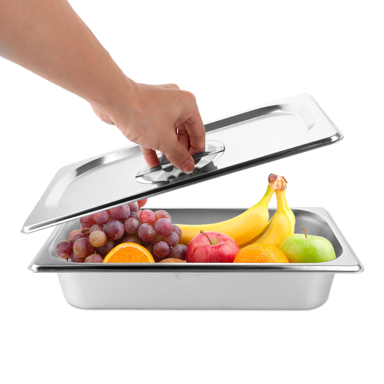 Lot de 4 bac gastro inox avec couvercle, 32,5 x 17,5 x 6,5 cm plat gastro inox avec couvercle, bac gastronorme plat gastro rectangulaire bols à paner