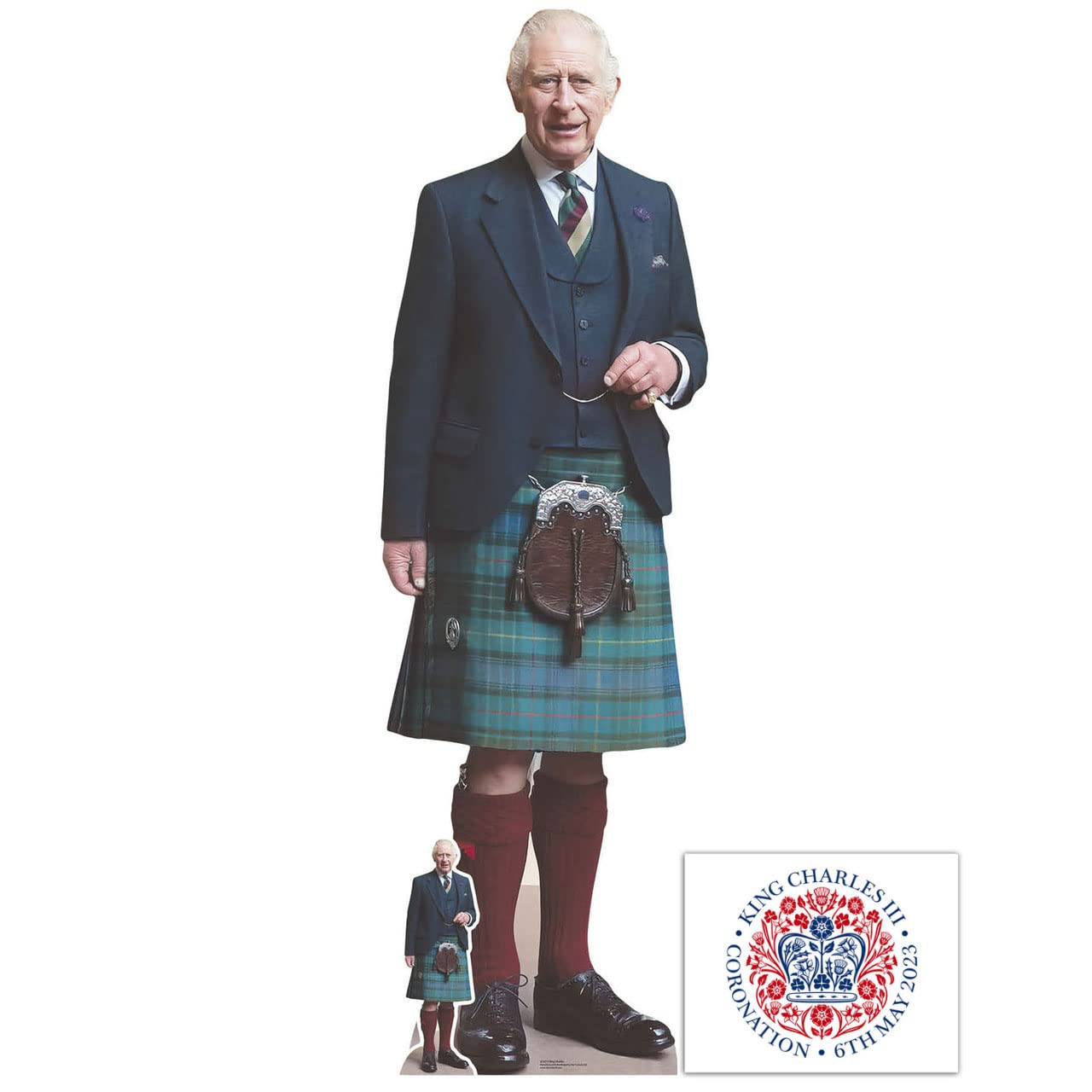 Bundlez-4-Fanz Multicolor King Charles Iii Kilt Coronation Lifesize Cardboard Cutout/Standee/Standup Includes Mini Cutout And 8X10 Photo