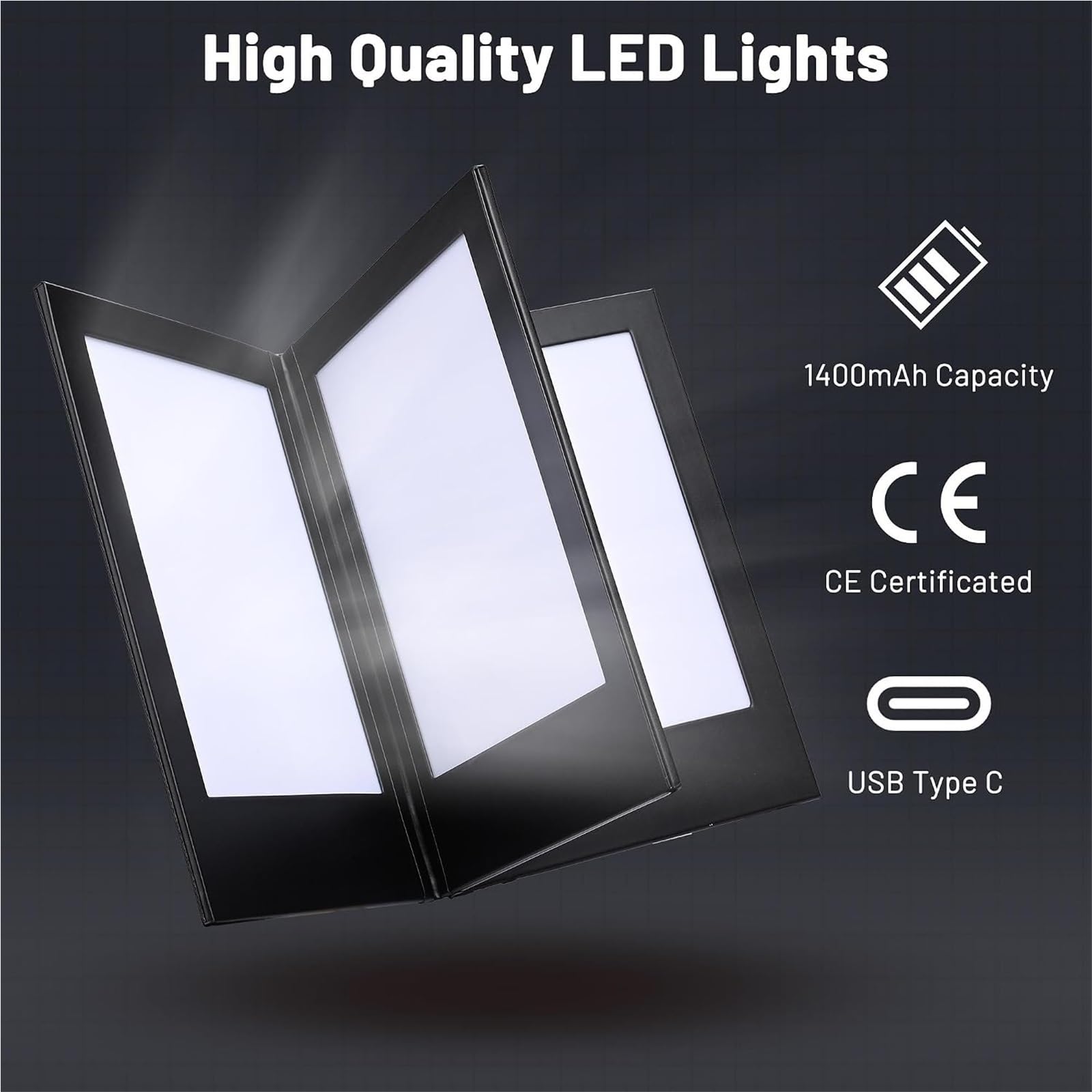 Portamenús LED, tamaño A4/A5, recargable, retroiluminado y con hojas | Piel sintética, hojas recargables, luz blanca, plegable para restaurantes, bares, cafeterías, establecimiento(4pages,A5)