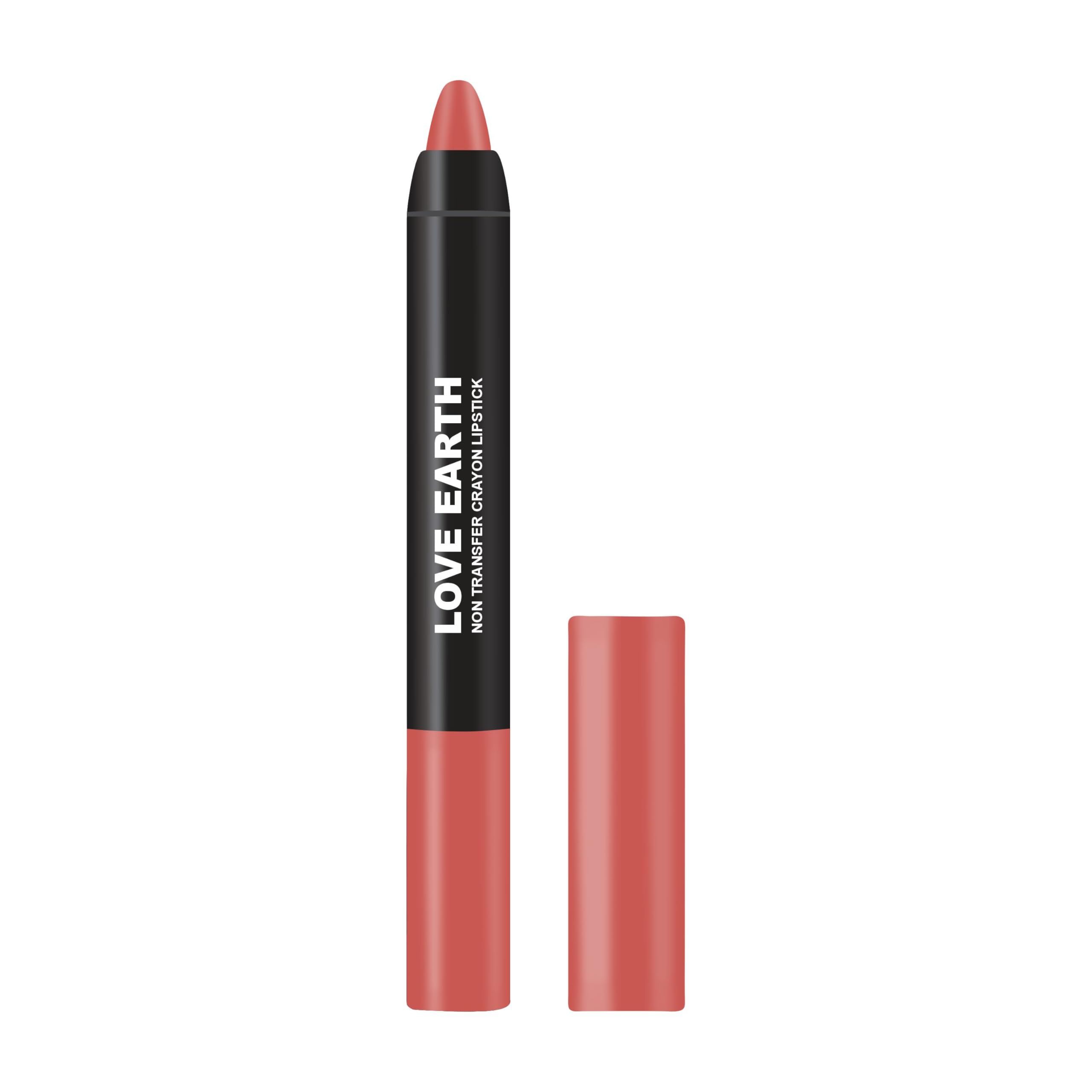 Love Earth Non Transfer Crayon Lipstick-Hardy Mums | Lightweight & Longlasting, Smudge Proof, Transferproof, Matte Lipstick | Crayon Lipstick up to 12 Hours Stay -3.5g