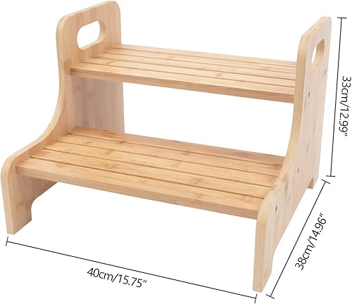 Miniatura 2 de Taburete de 2 escalones para camas altas, escalones de cama  Taburetes de escalera para adultos, bancos de bambú para el hogar, para niños pequeños,